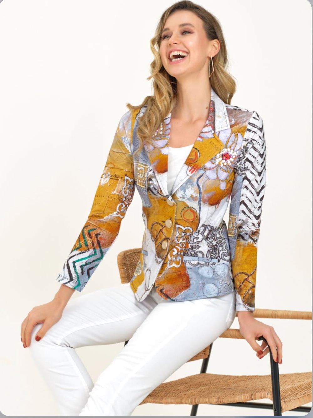 NWOT Dolcezza Simply Art Blazer Jacket Tamara Bakhshinyan Abstract Knit Large